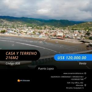 Puerto López Casa y terreno en venta a pocos metros del mar, 2 dormitorios