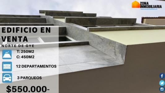 EXCELENTE EDIFICIO CON DPTOS. EN VENTA - NORTE DE GYE , 600 mt2, 10 dormitorios